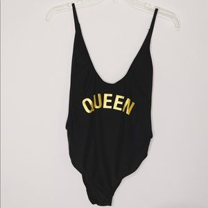 Black high cut one-piece swimsuit (Medium)